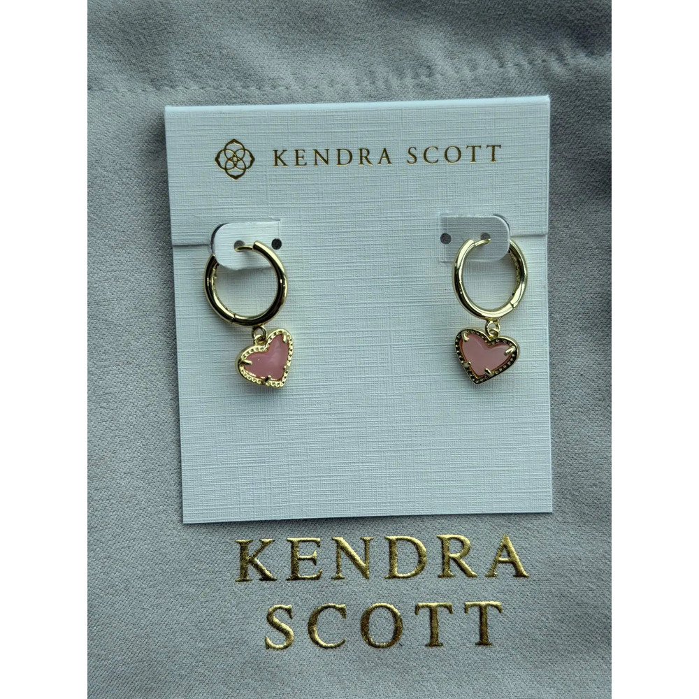 Kendra Scott Pink Heart Pendant Earrings